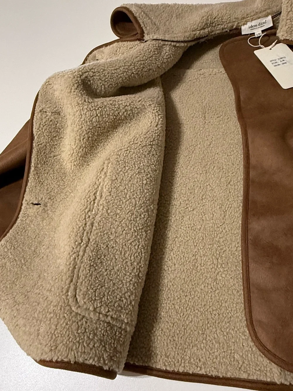 NWT Fleece-Lined Faux Suede Jacket